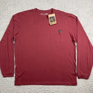 Fintech Heavy Duty Pocket T-Shirt Mens XL Ox Blood Long Sleeve Work Wear Cotton